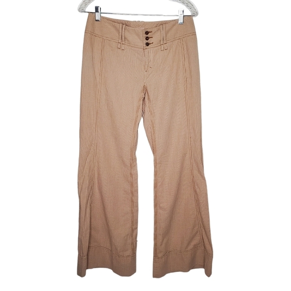 Free People Striped Pants, Women’s Wide Leg Lightweight Slacks Size 6 - Picture 1 of 8